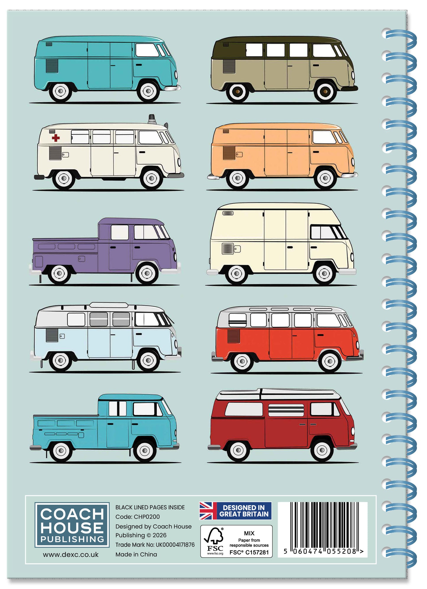 Camper Van Spiral Bound Notebook (A5 Lined Pages)
