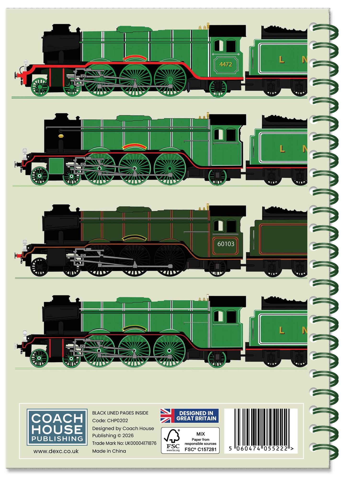 Flying Scotsman Spiral Bound Notebook (A5 lined pages)