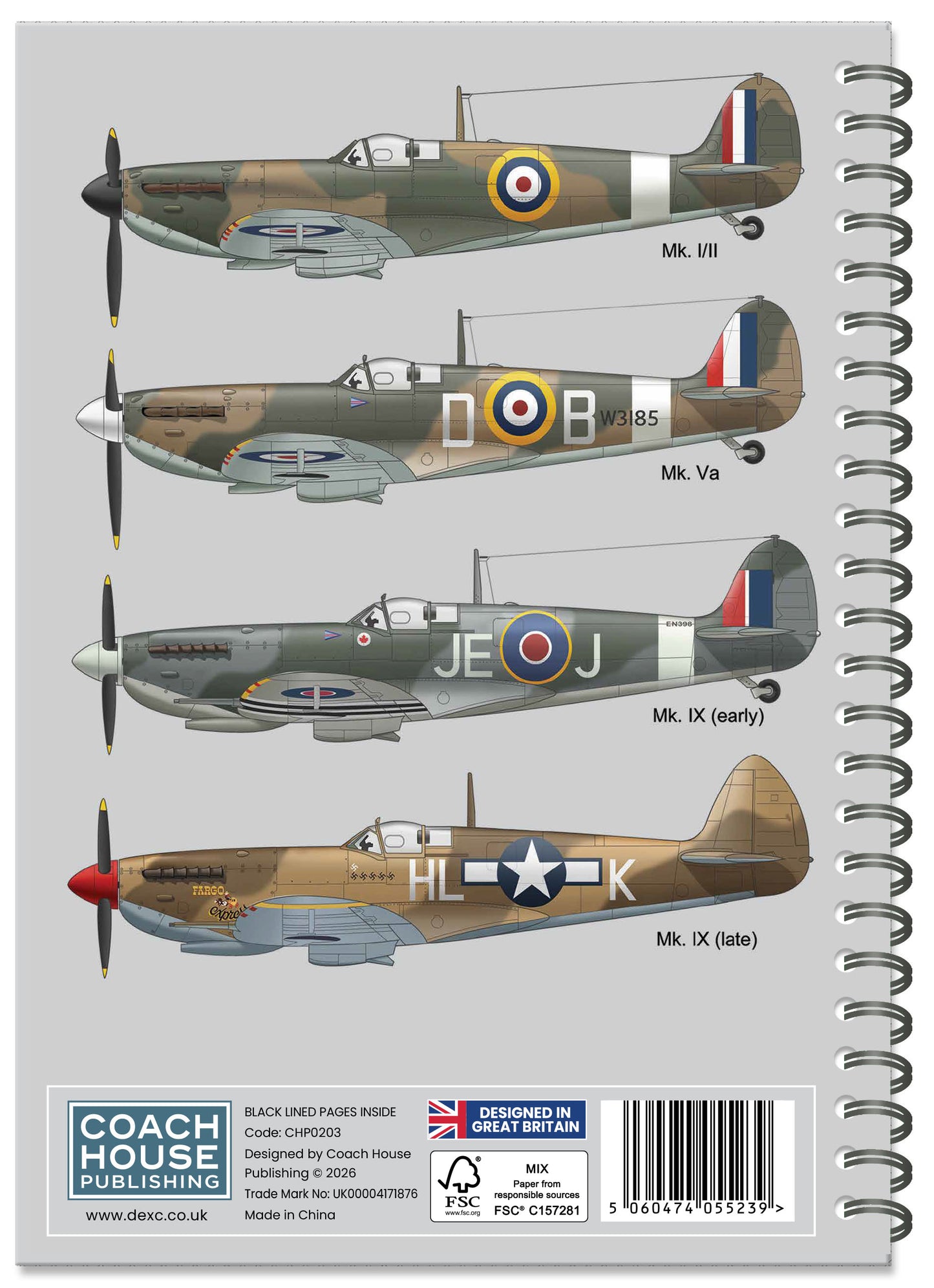 Spitfire Spiral Bound Notebook (A5 Lined Pages)