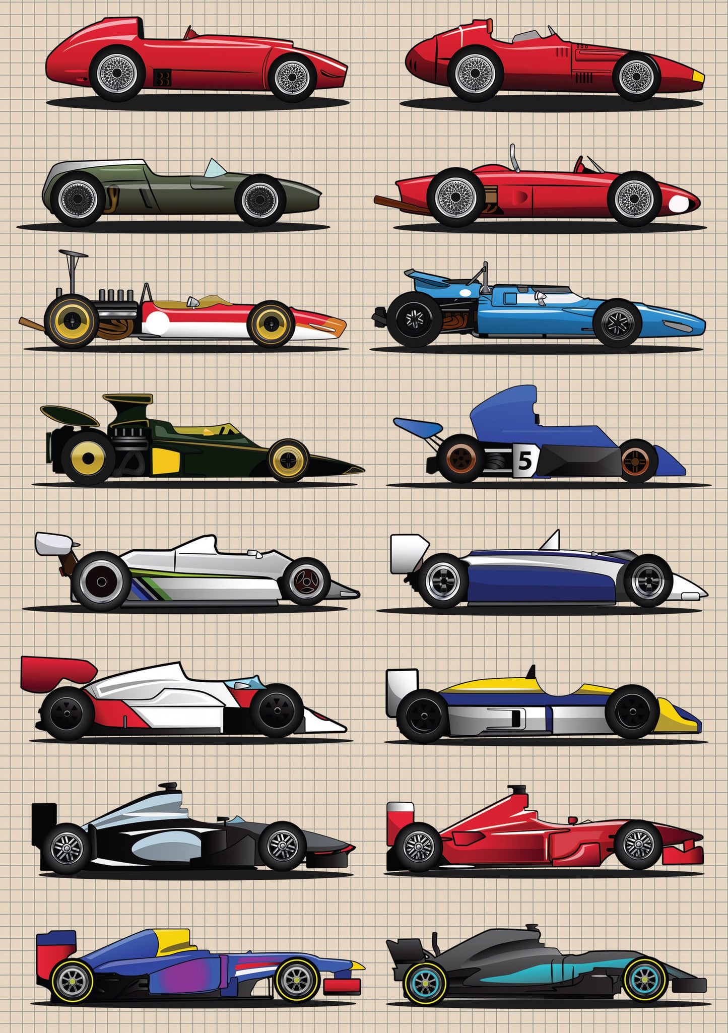 Grand Prix Racing Cars Softback A5 Notebook