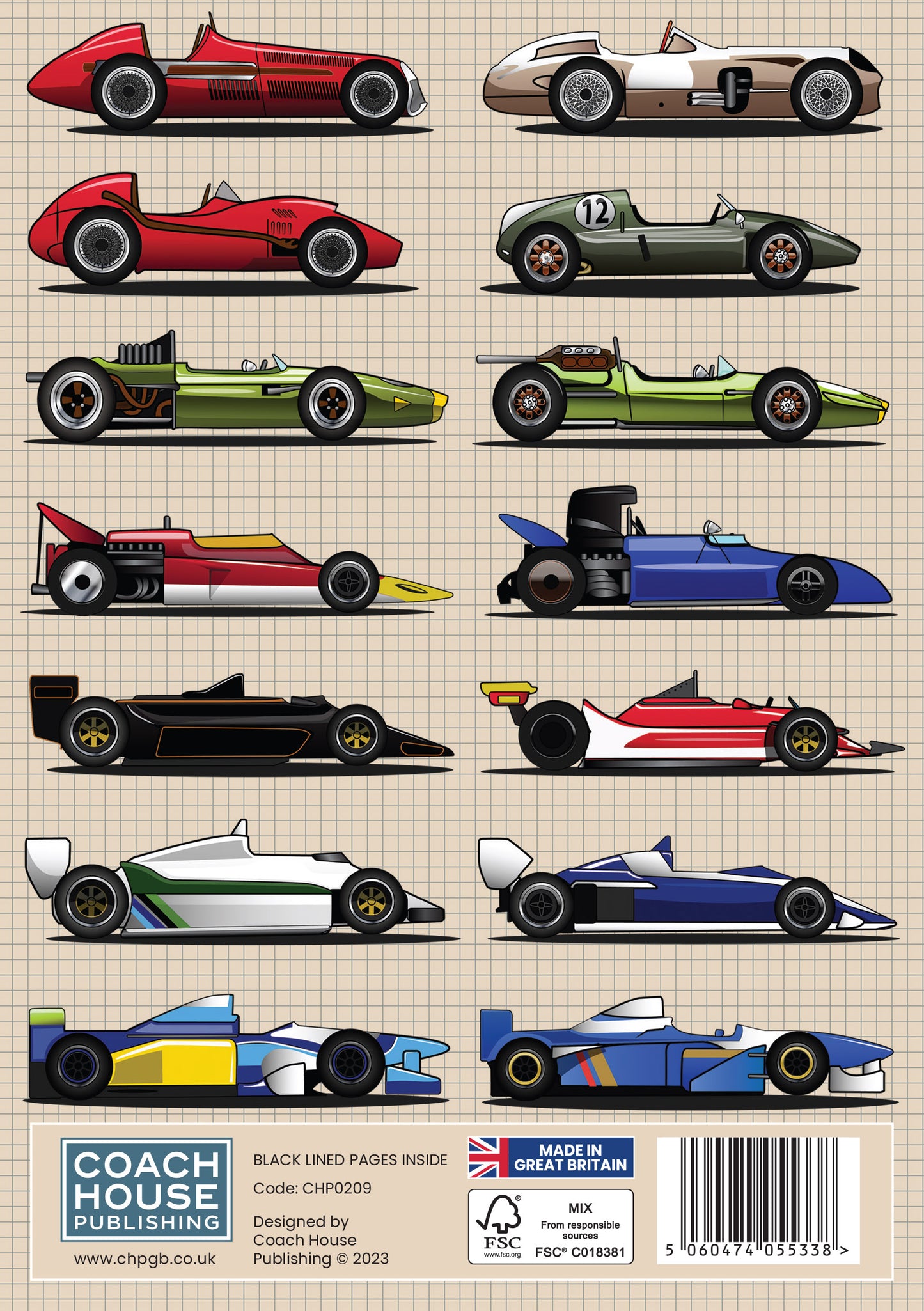 Grand Prix Racing Cars Softback A5 Notebook