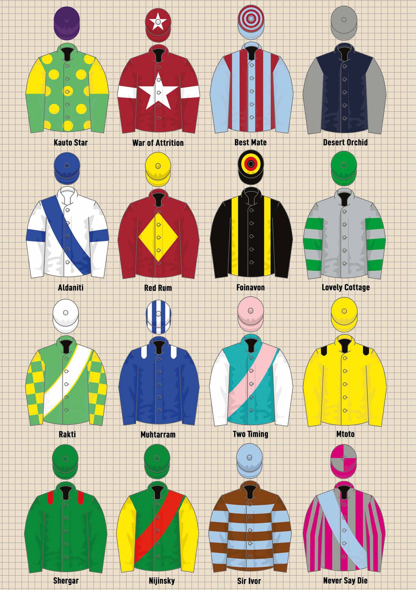 Vintage Jockey Silks A5 Softback Notebook