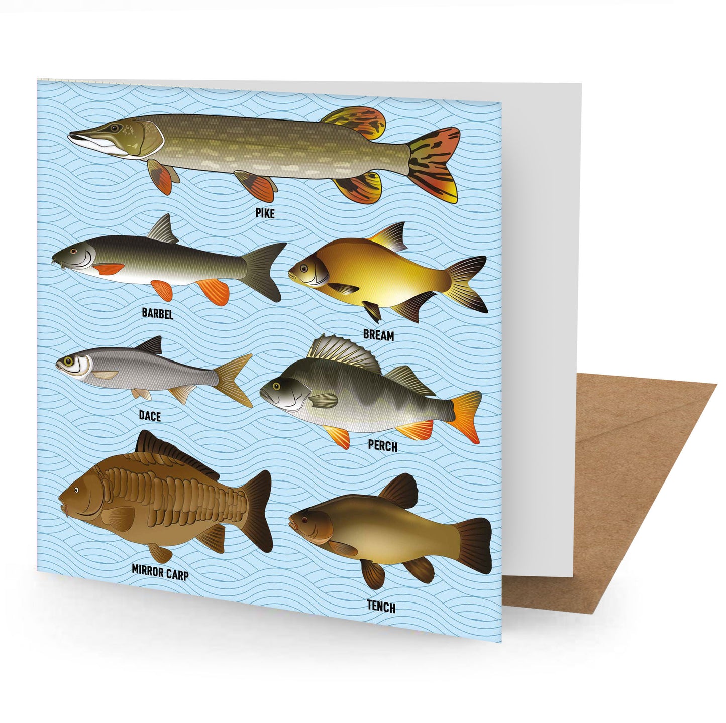 Coarse Fishing Greetings Card (150x150 blank)