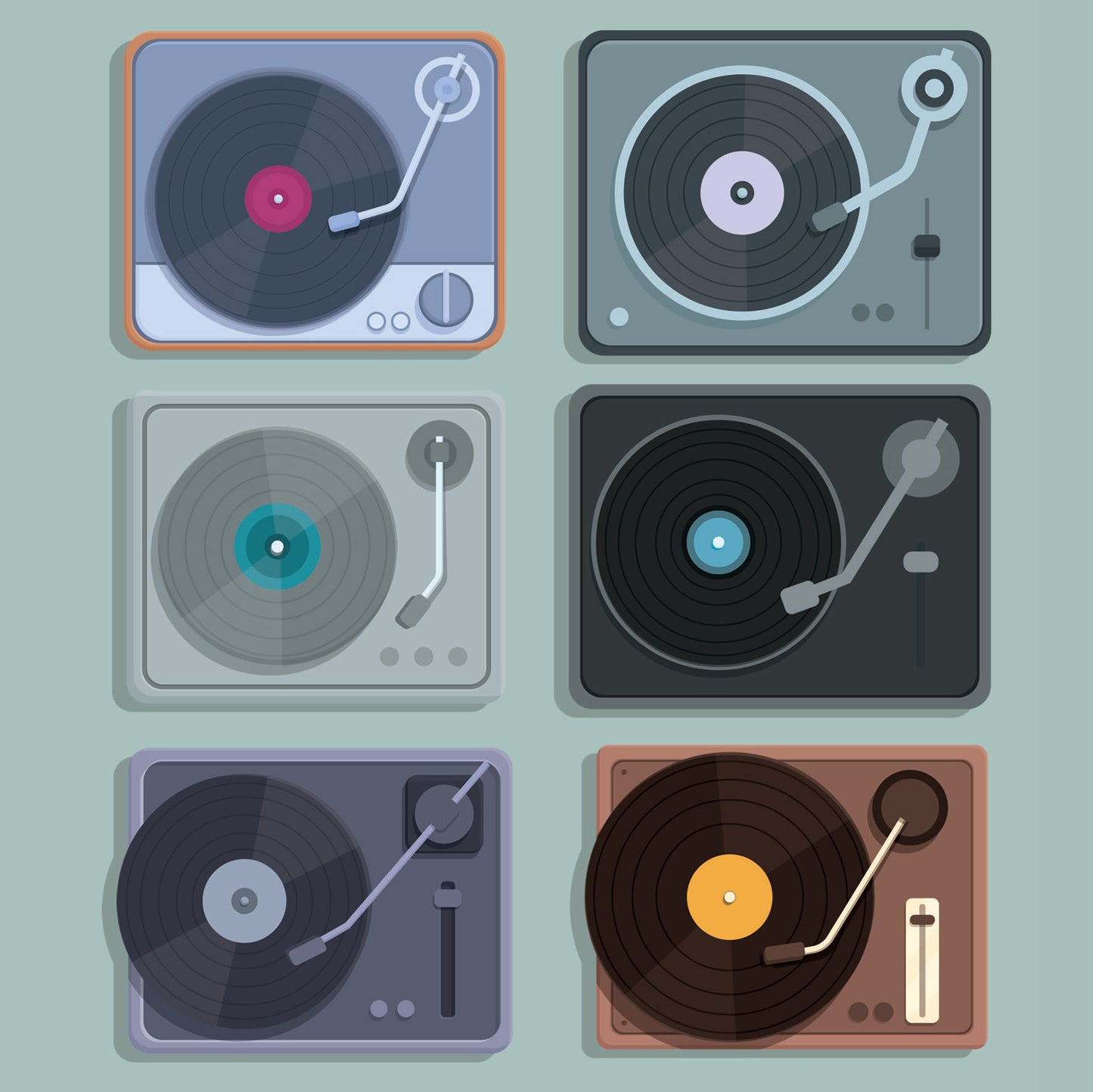 Turntables Greetings Card (150x150 blank)