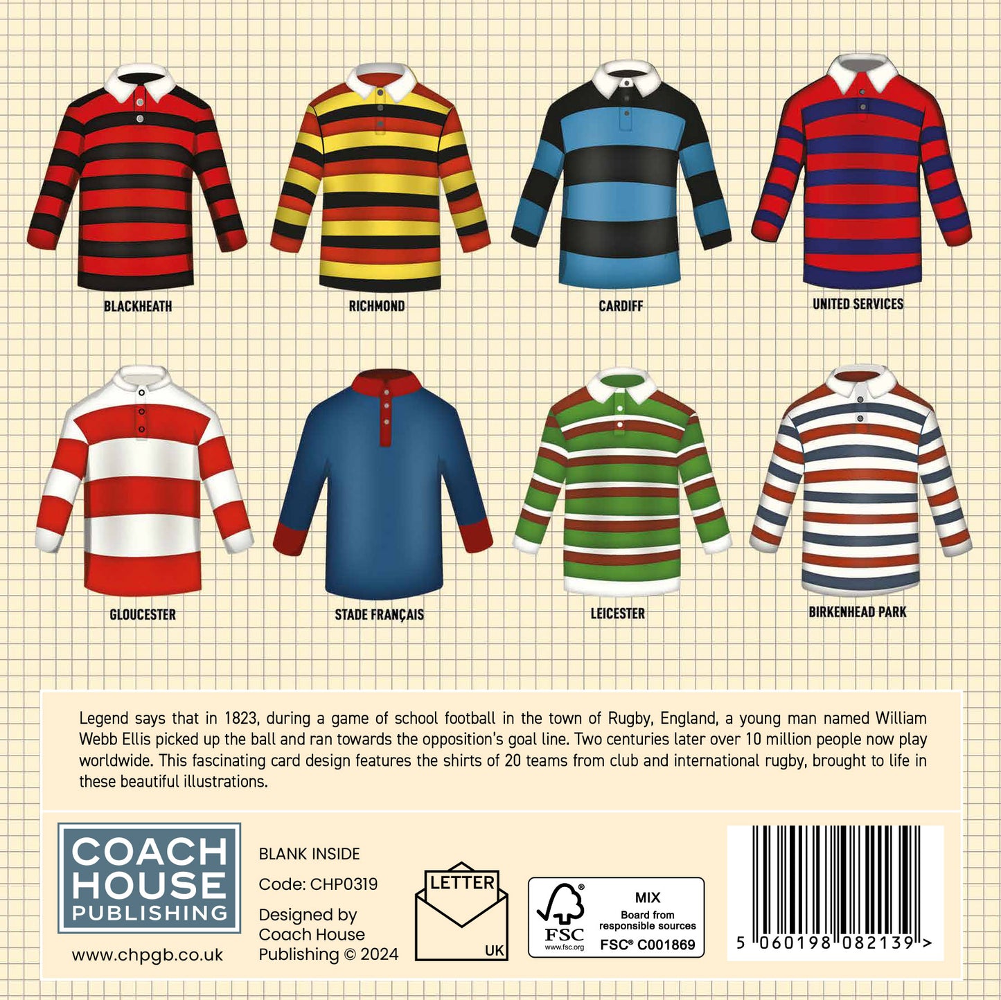 Vintage Rugby Shirts Greetings Card (150x150 Blank)