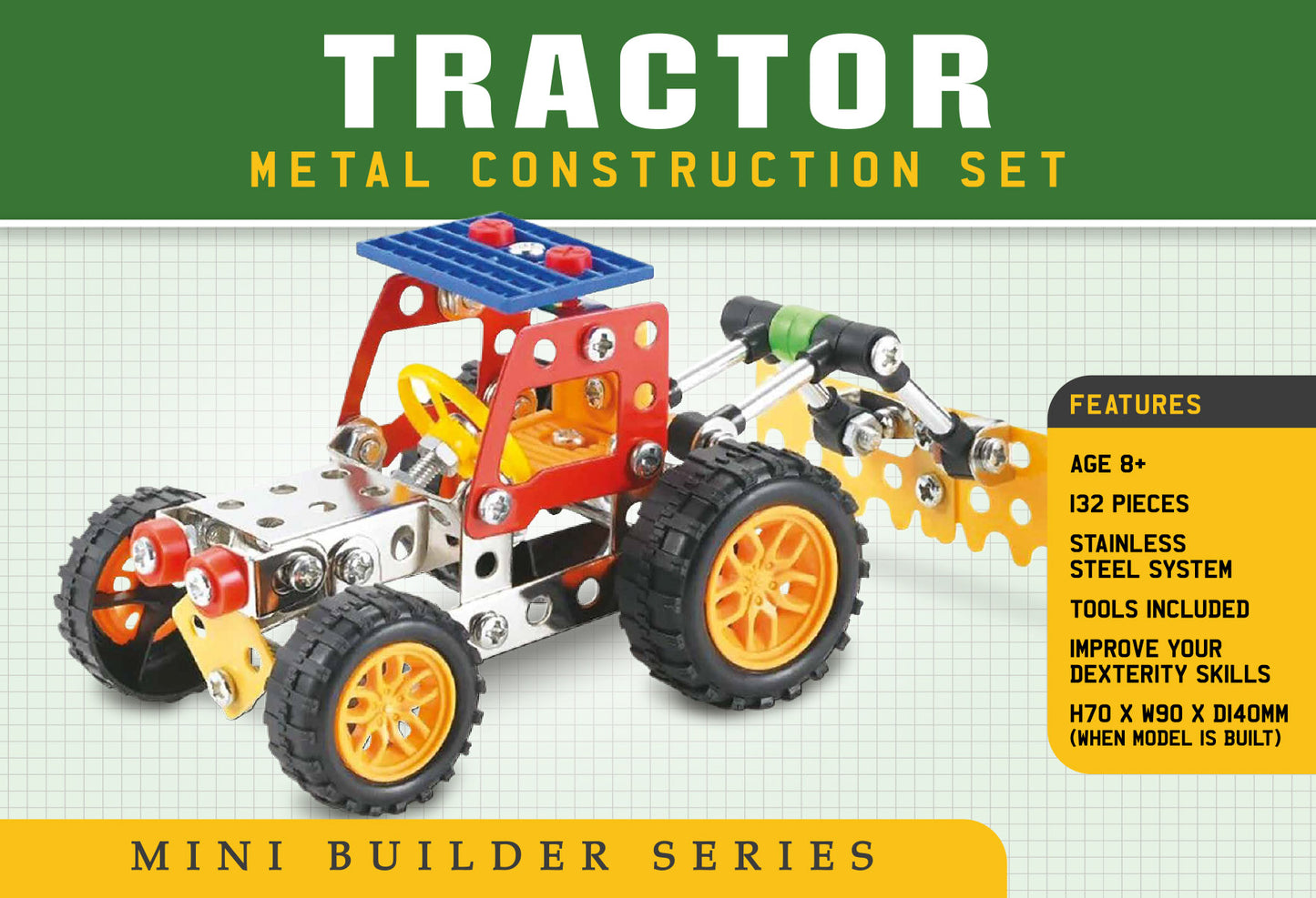 Mini Builder Series Tractor Metal Construction Set