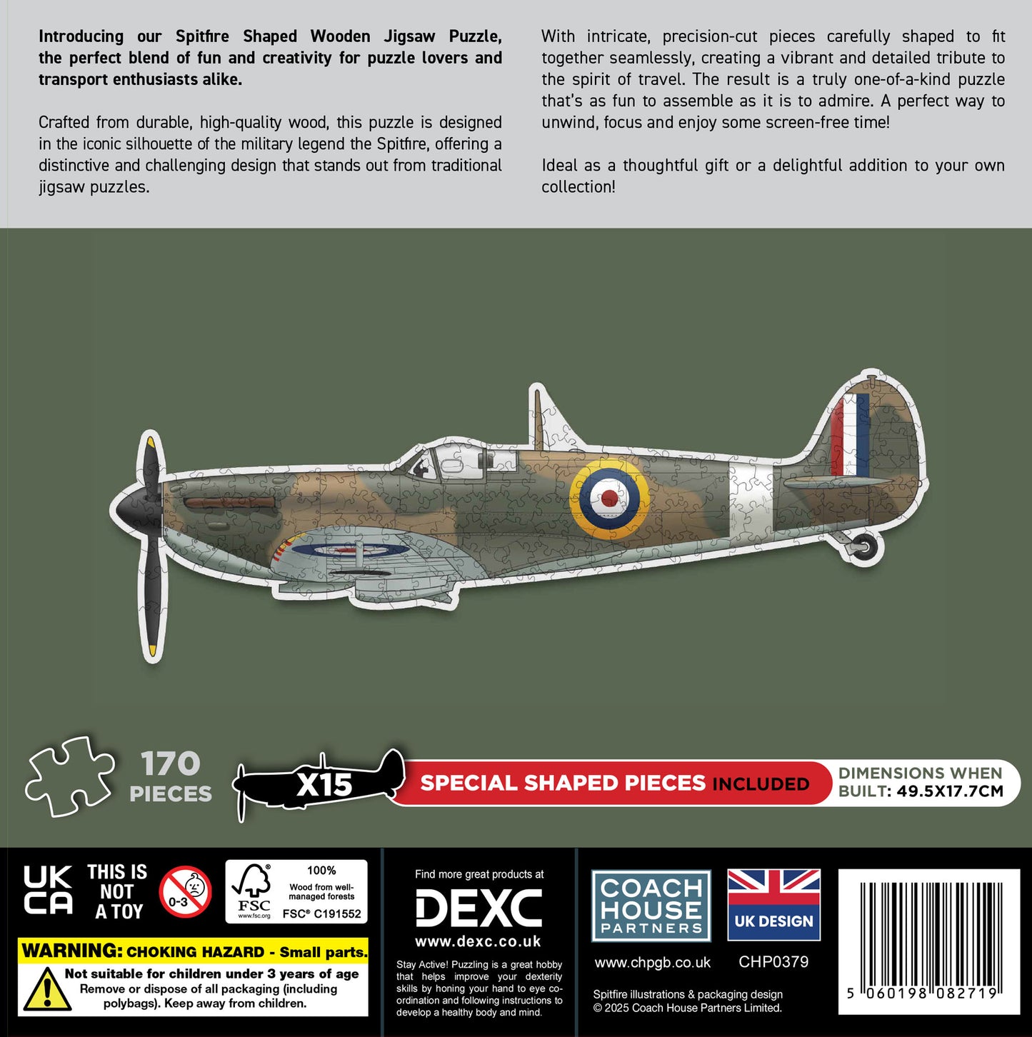 Spitfire Shaped Wooden Jigsaw Puzzle