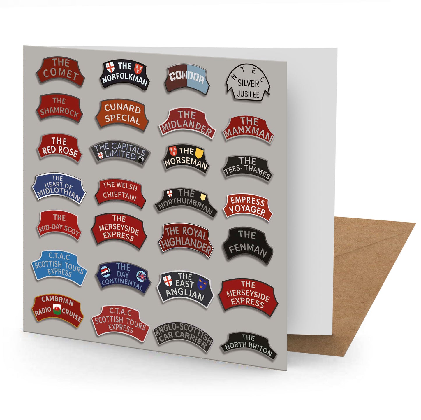 Steam Train Name Plates Greetings Card (150x150 Blank)