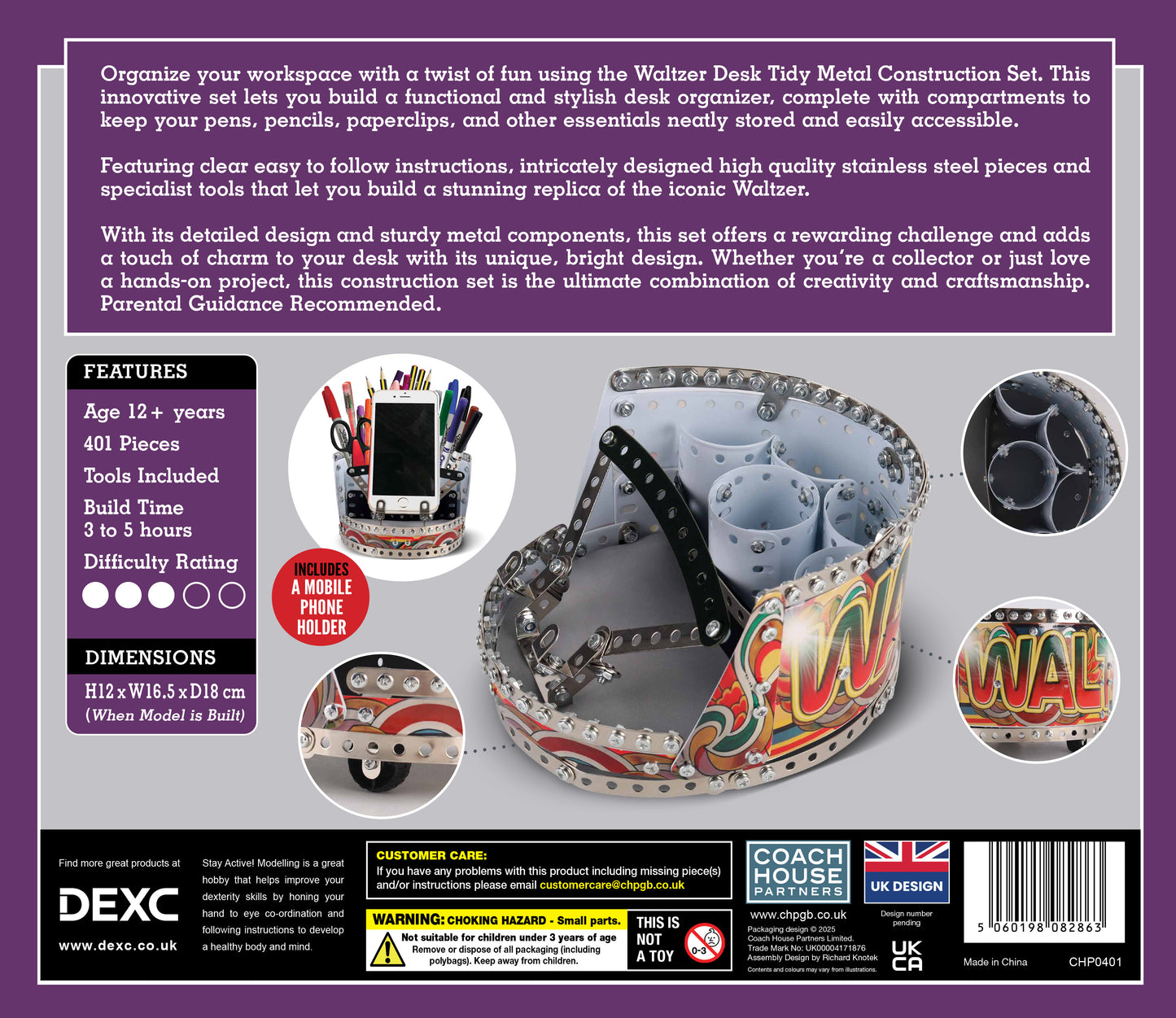 Waltzer Desk Tidy Metal Construction Set