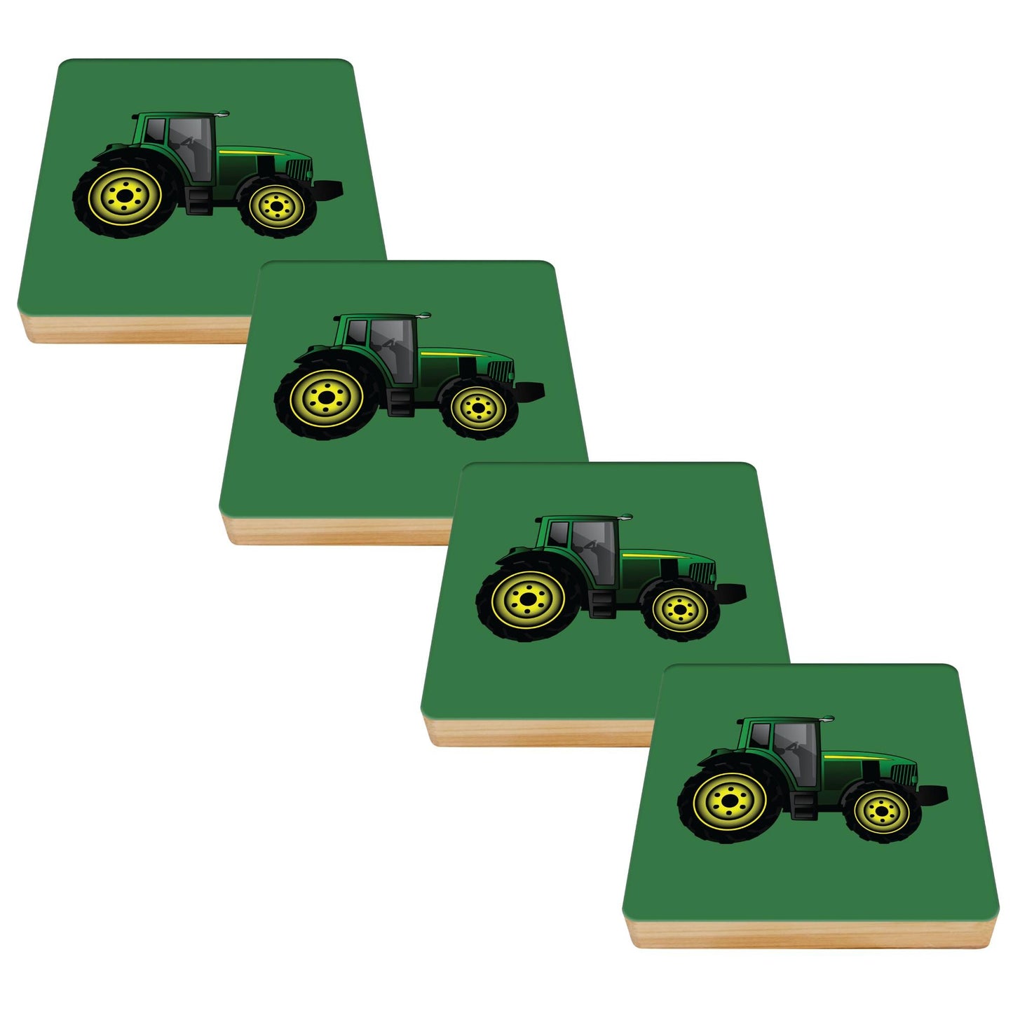 Tractor Bamboo Drinks Coasters Set of 4