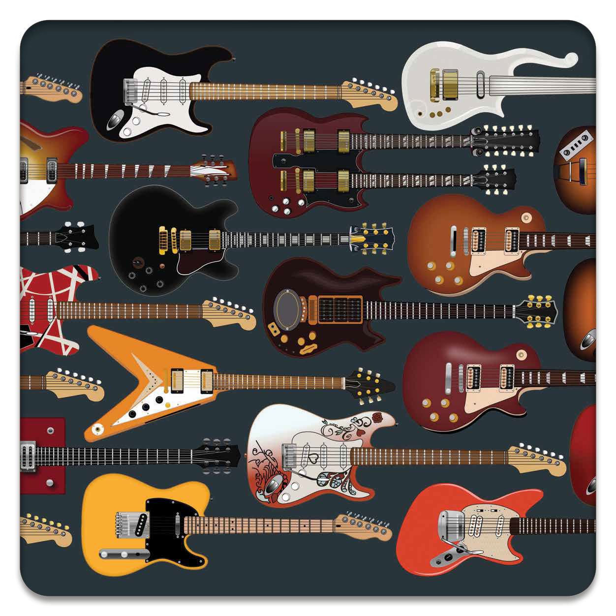 Guitars Bamboo Drinks Coaster