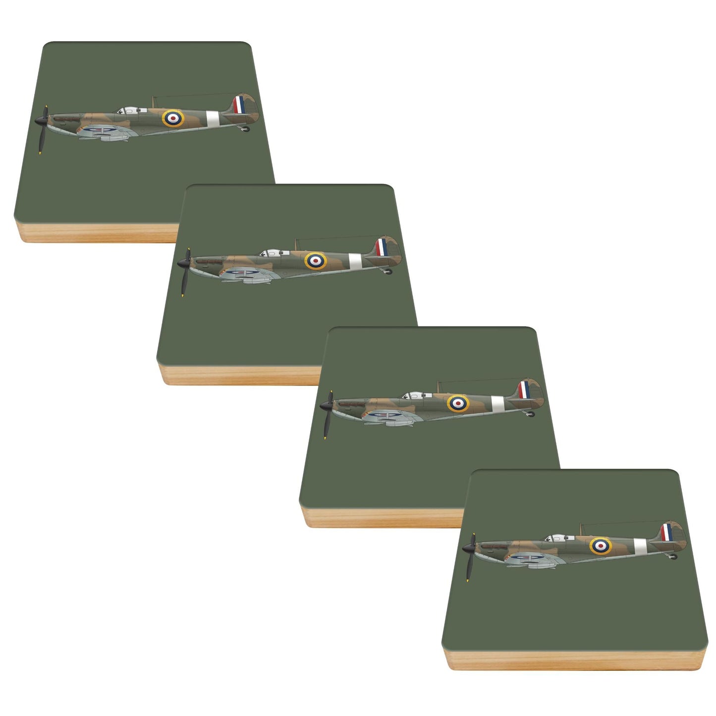 Spitfire Bamboo Drinks Coasters Set of 4