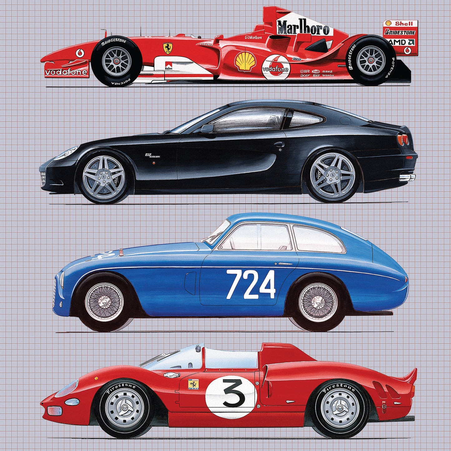 Ferrari Greetings Card (150x150 blank)