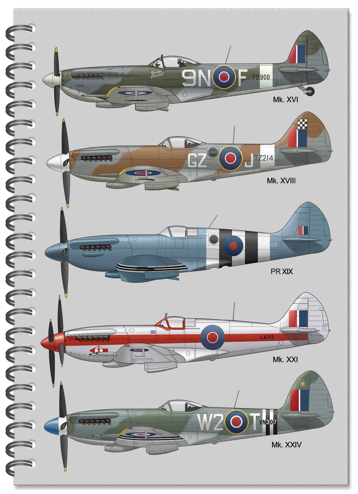 Spitfire Spiral Bound Notebook  (A5 Lined Pages)