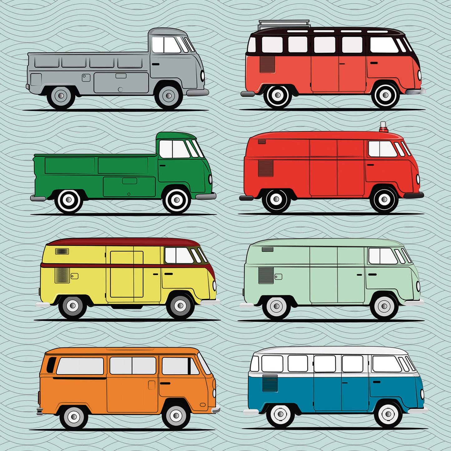 Camper Van Greetings Card (150x150 Blank)