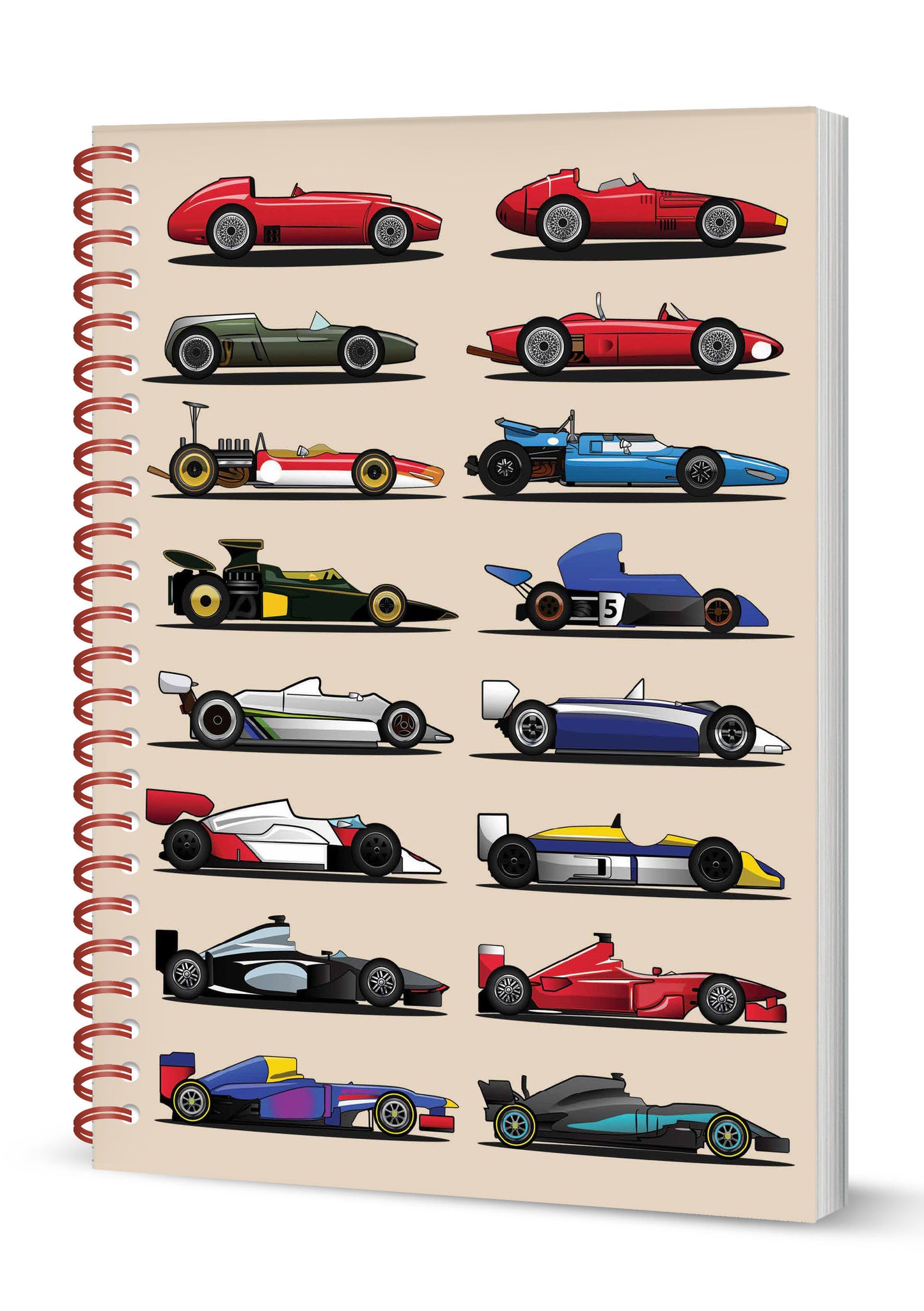 Grand Prix Cars Spiral Bound Notebook  (A5 Lined Pages)