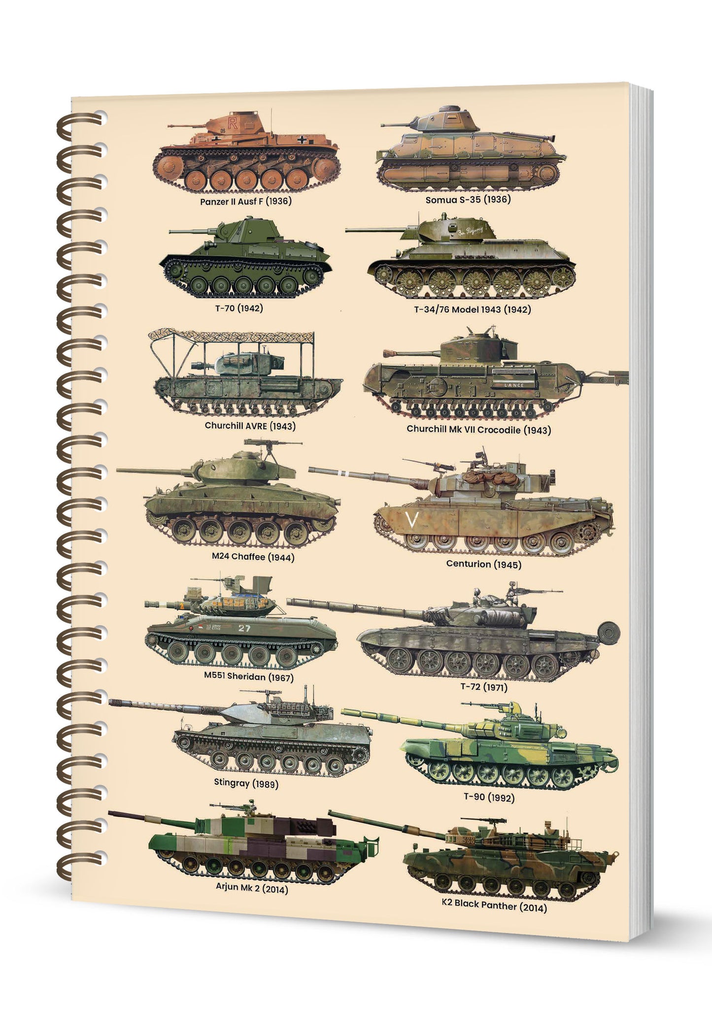 Tanks Spiral Bound Notebook  (A5 Lined Pages)