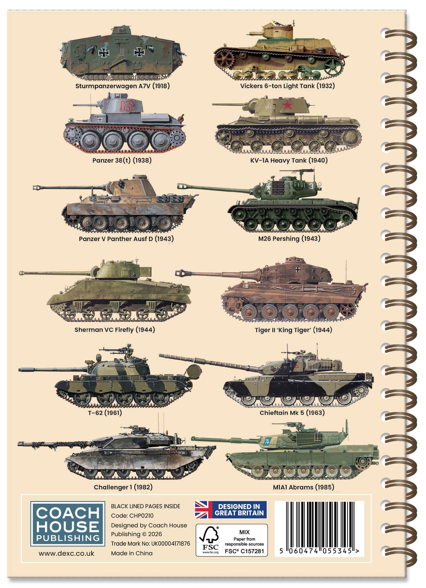 Tanks Spiral Bound Notebook  (A5 Lined Pages)