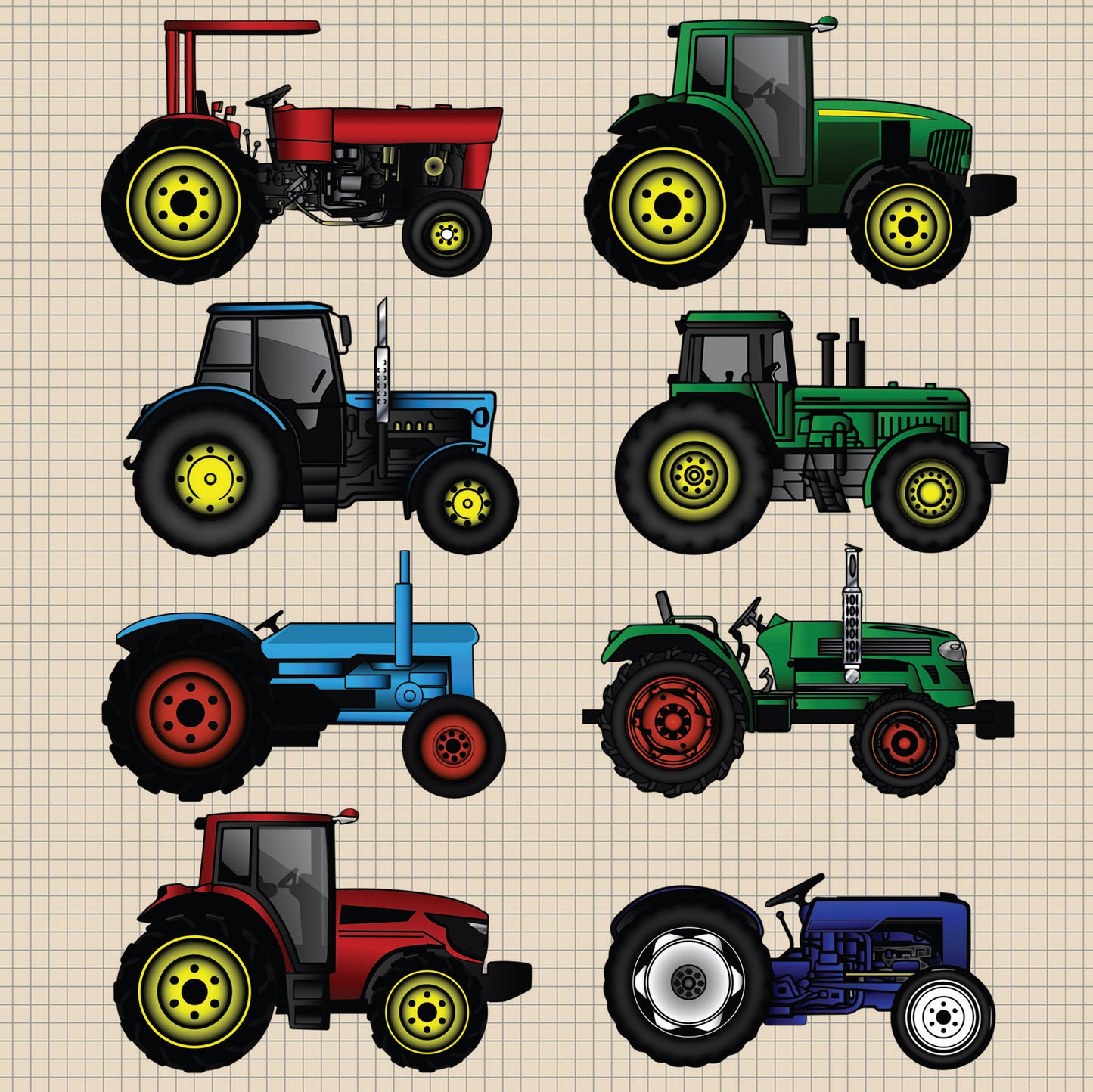 Tractor Greetings Card (150x150 Blank)