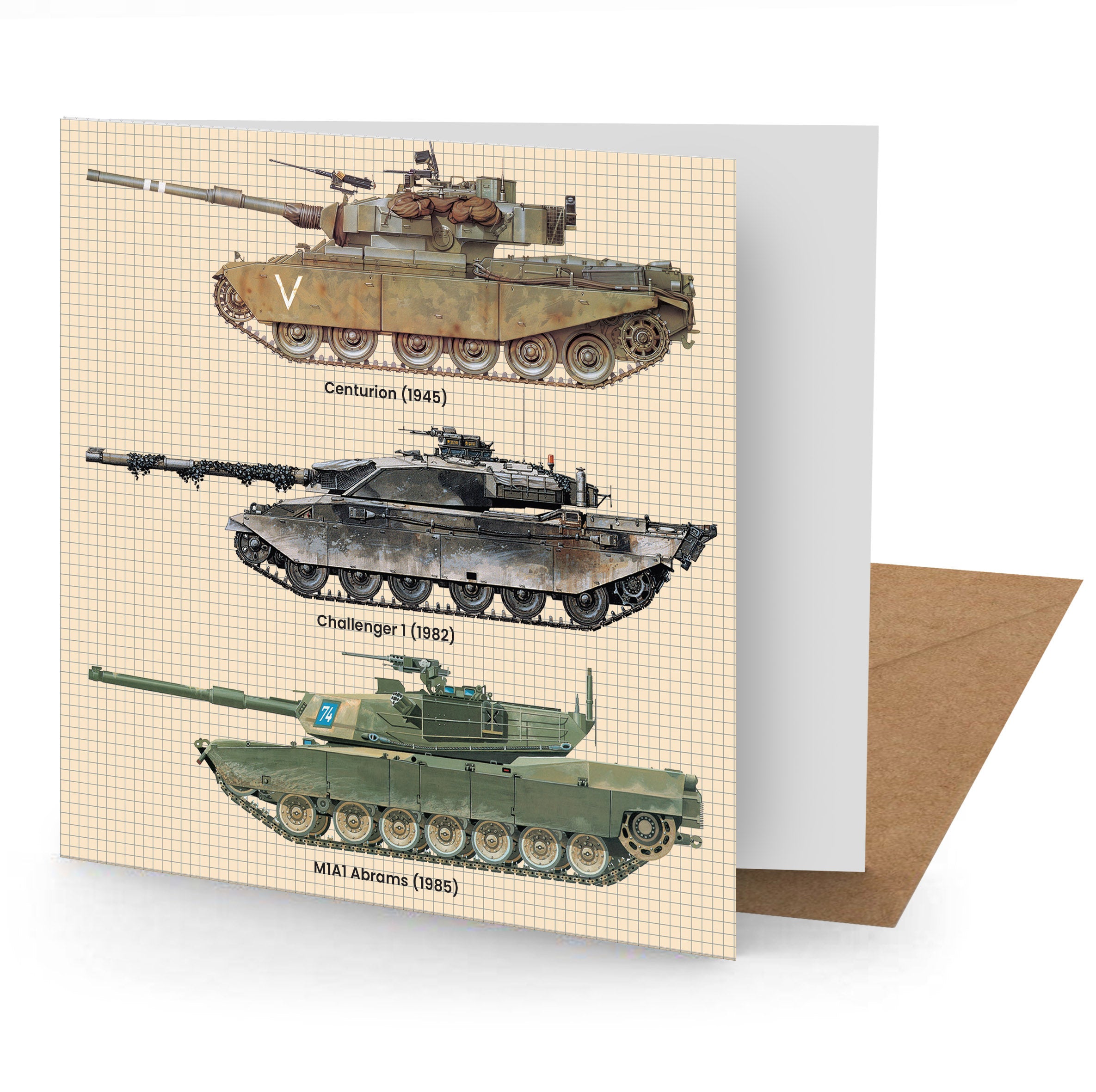Parallel Tank Card Tanks Greetings Card (150x150 Blank) – DEXC