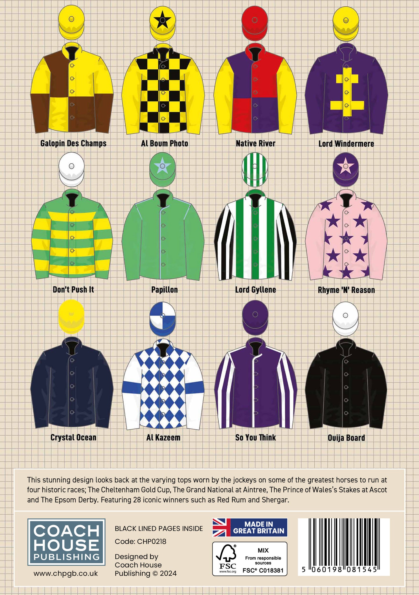Vintage Jockey Silks A5 Softback Notebook