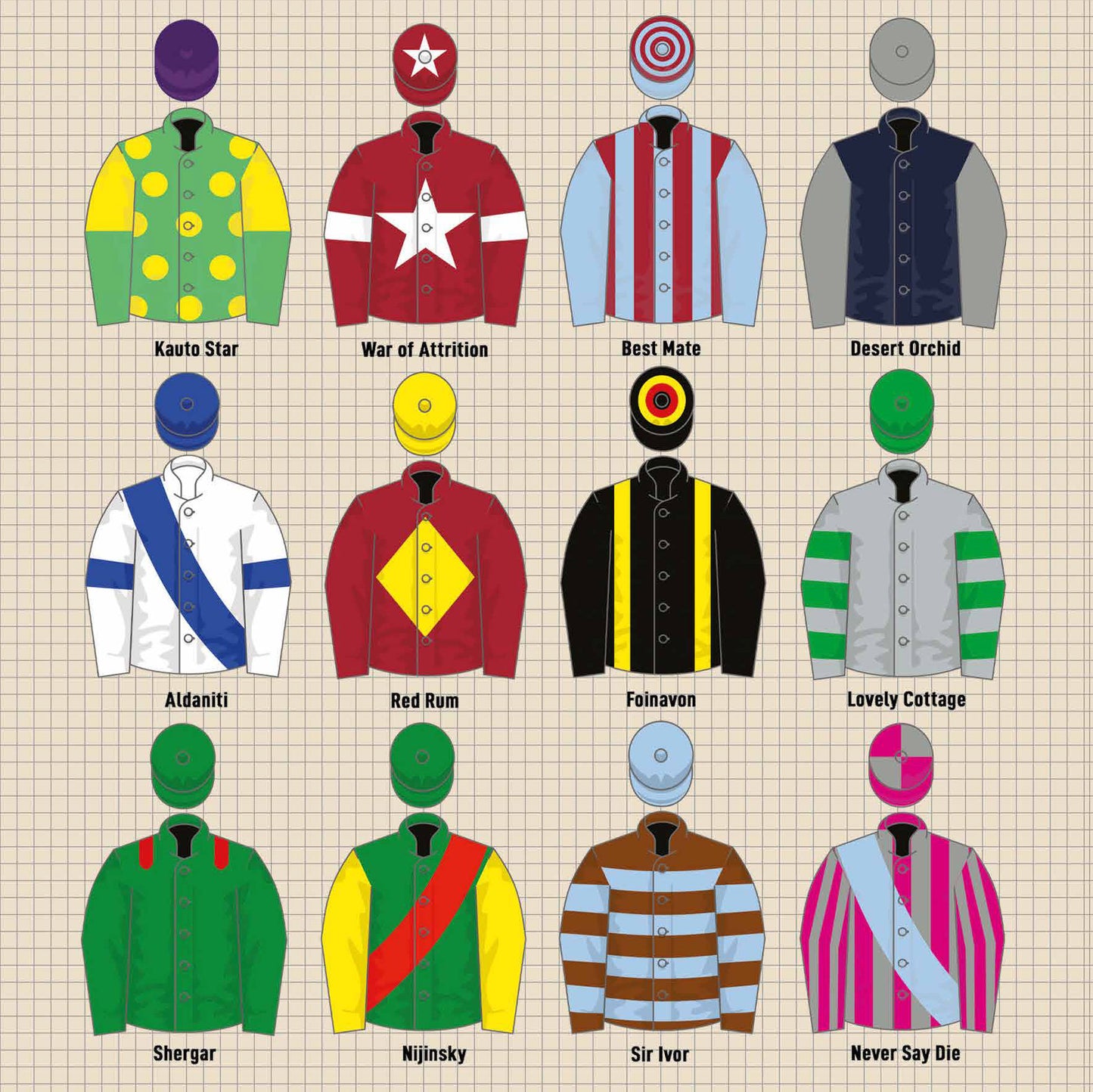 Vintage Jockey Silks Greetings Card (150x150 blank)
