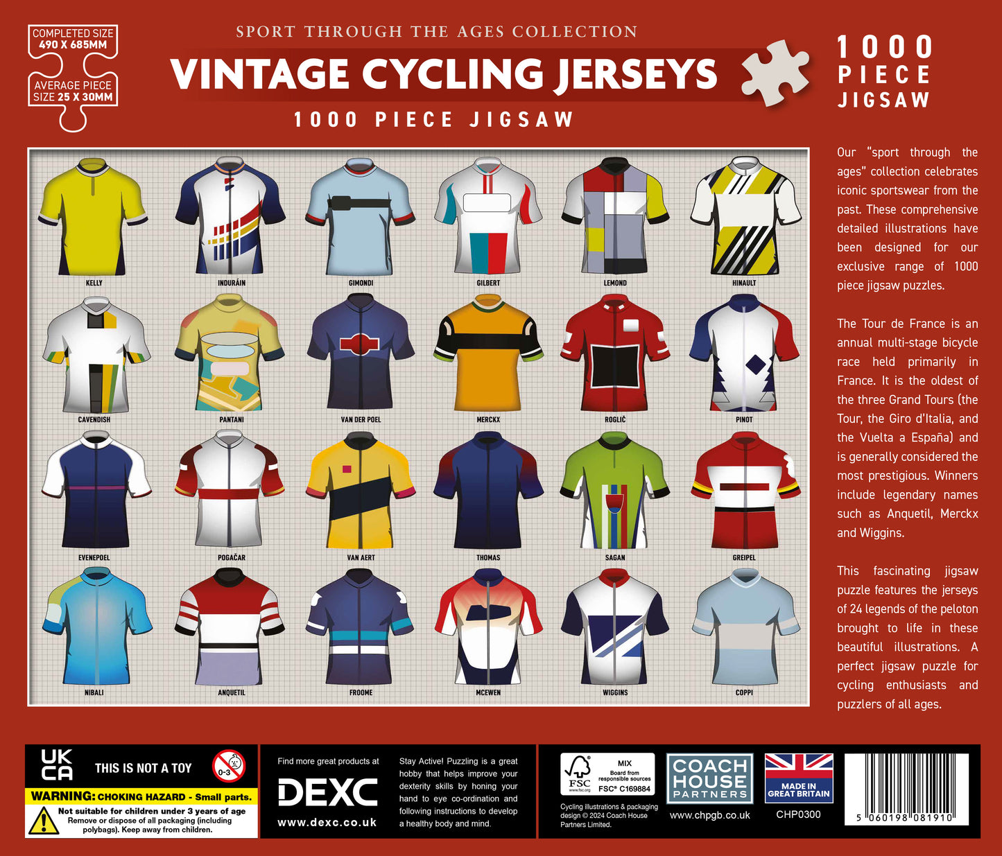 Vintage Cycling Jerseys 1000 Piece Jigsaw Puzzle