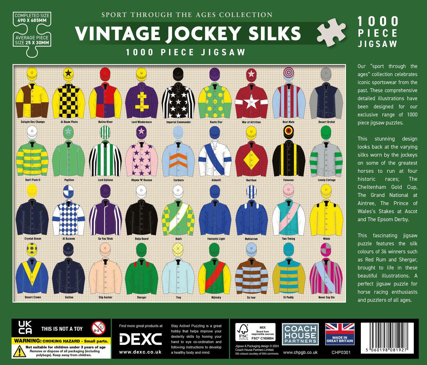 Vintage Jockey Silks 1000 Piece Jigsaw Puzzle
