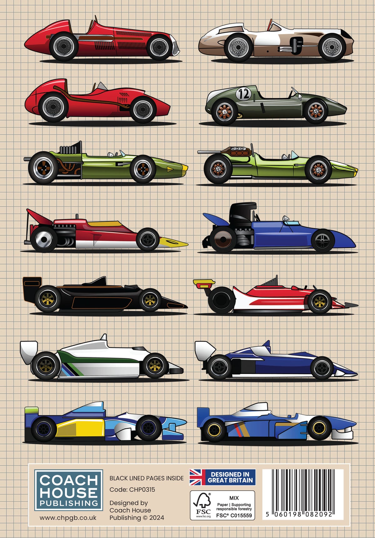 Car Racing Notebook Grand Prix Racing Cars Hardcover A5 Notebook – DEXC