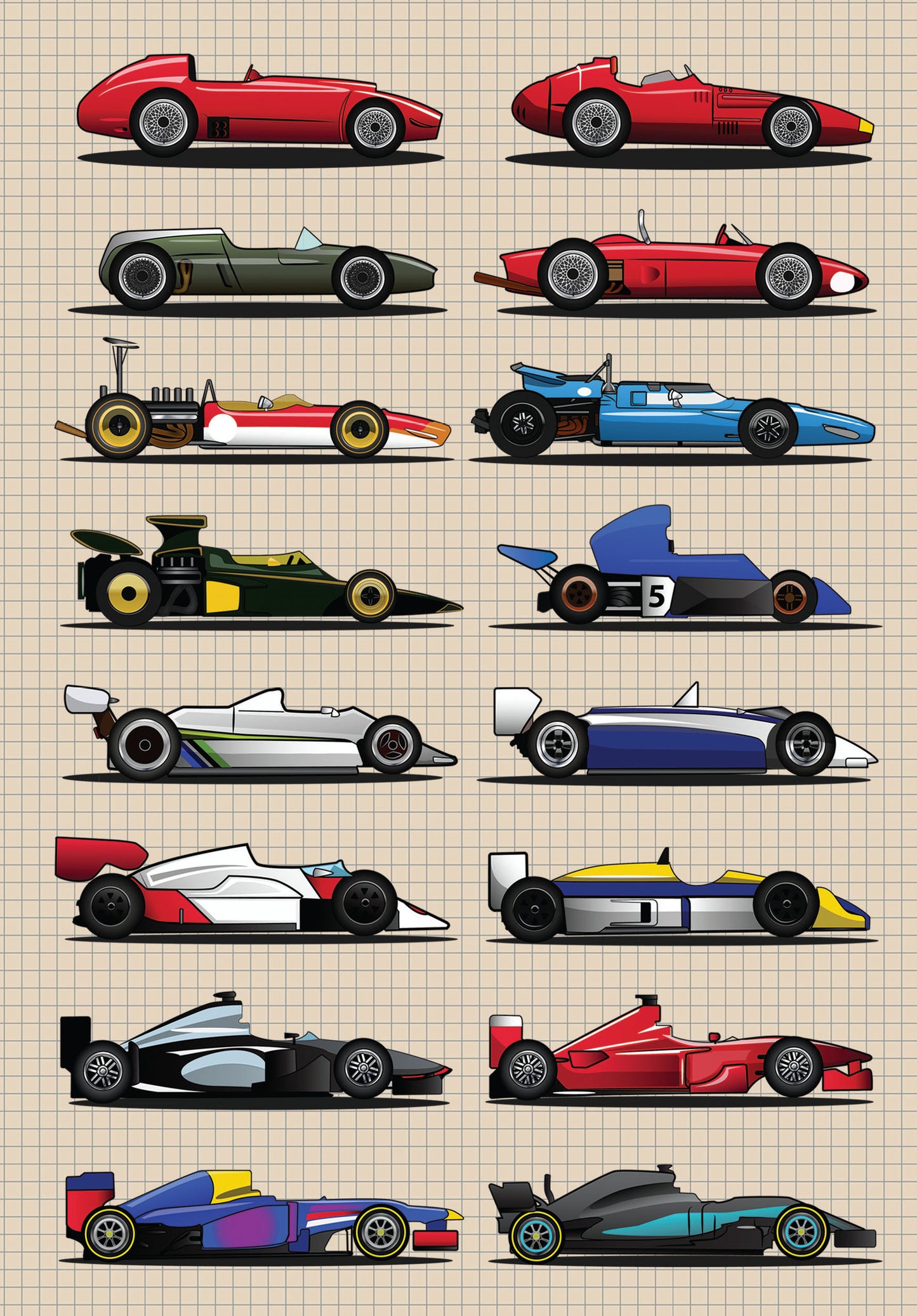 Grand Prix Racing Cars Hardcover A5 Notebook