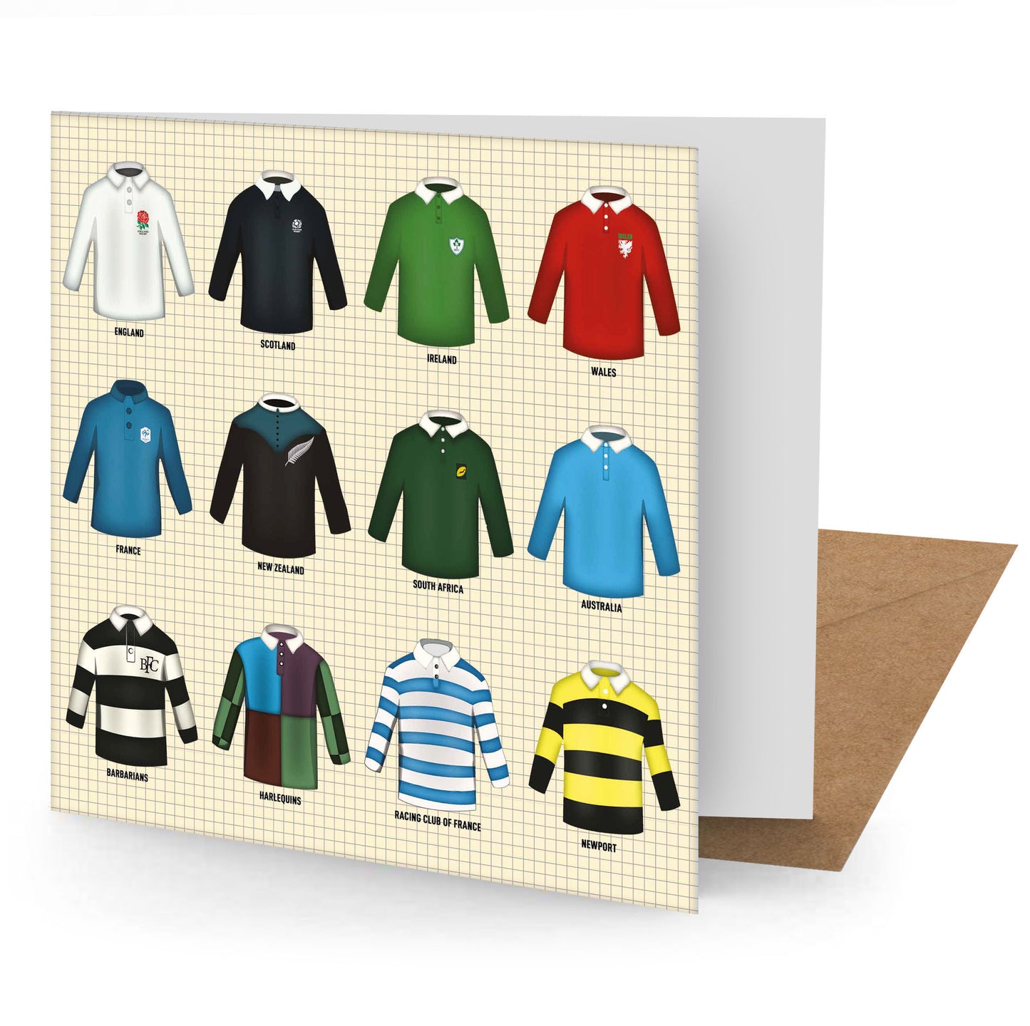 Vintage Rugby Shirts Greetings Card (150x150 Blank)