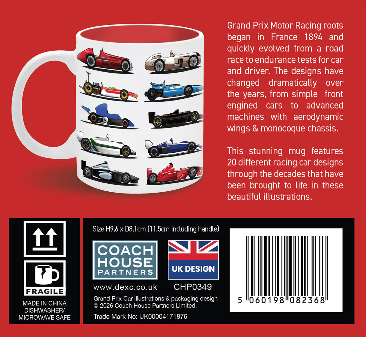 Grand Prix Cars Ceramic Mug with Gift Box (11oz)