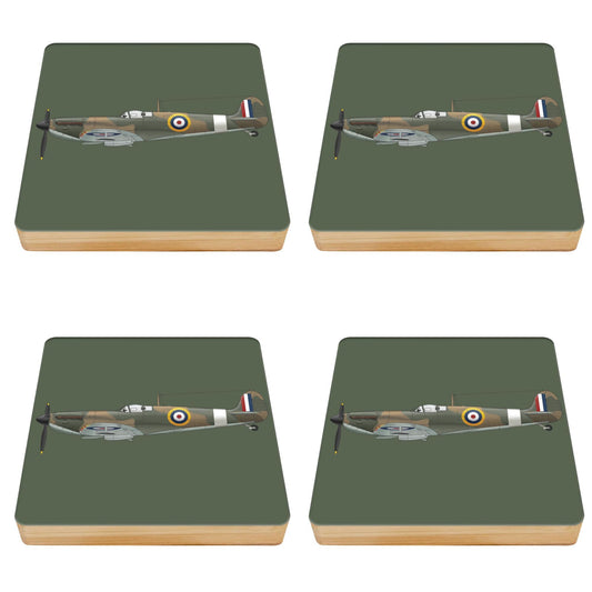 Spitfire Bamboo Drinks Coasters Set of 4