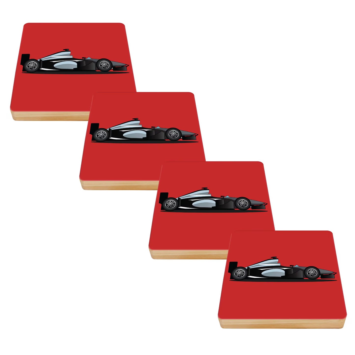Grand Prix Car Bamboo Drinks Coasters Set of 4