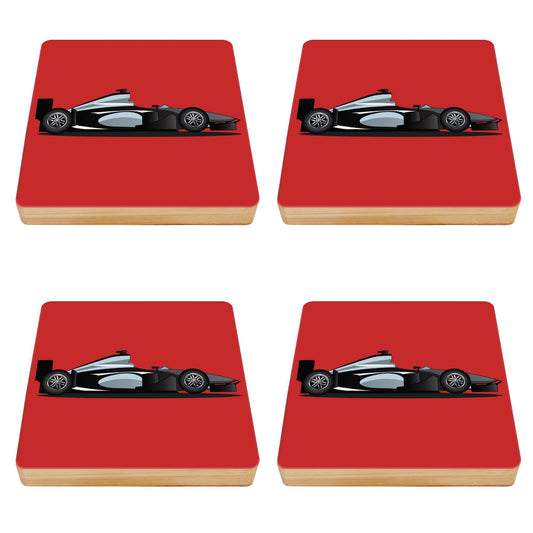 Grand Prix Car Bamboo Drinks Coasters Set of 4
