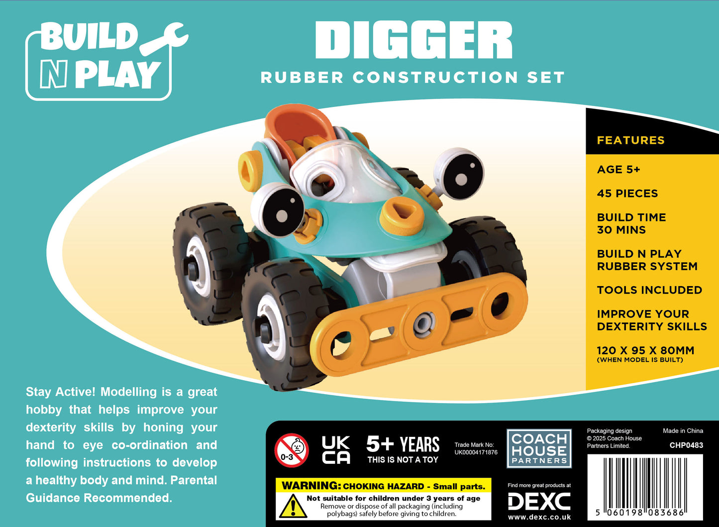 Digger Build n Play Rubber Construction Set
