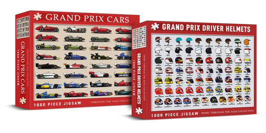 Grand Prix Jigsaw Bundle: Racing Cars & Driver Helmets - 1000 Piece Puzzles
