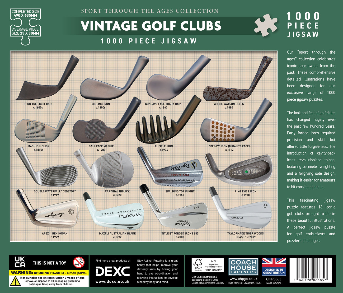 Vintage Golf Clubs 1000 Piece Jigsaw