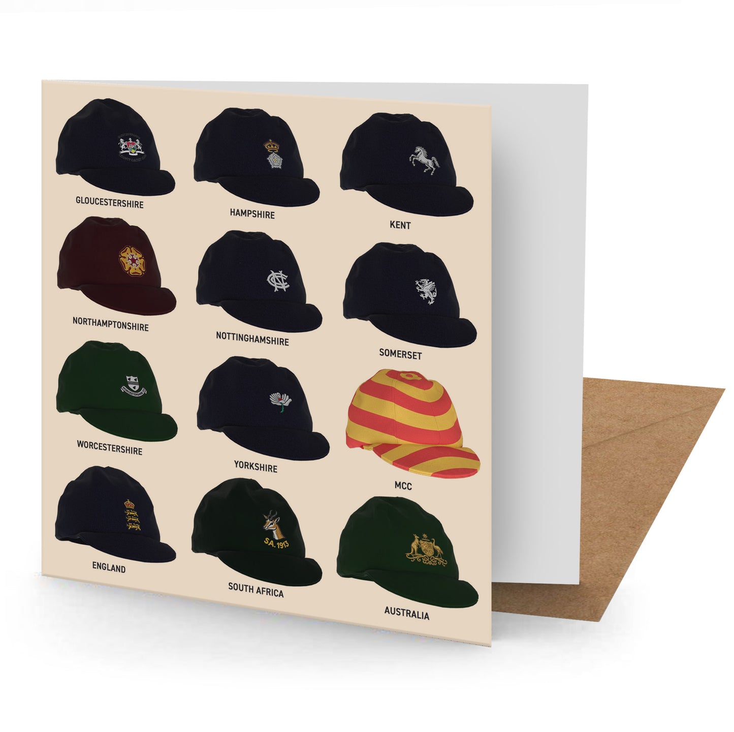 Vintage Cricket Caps Greetings Card