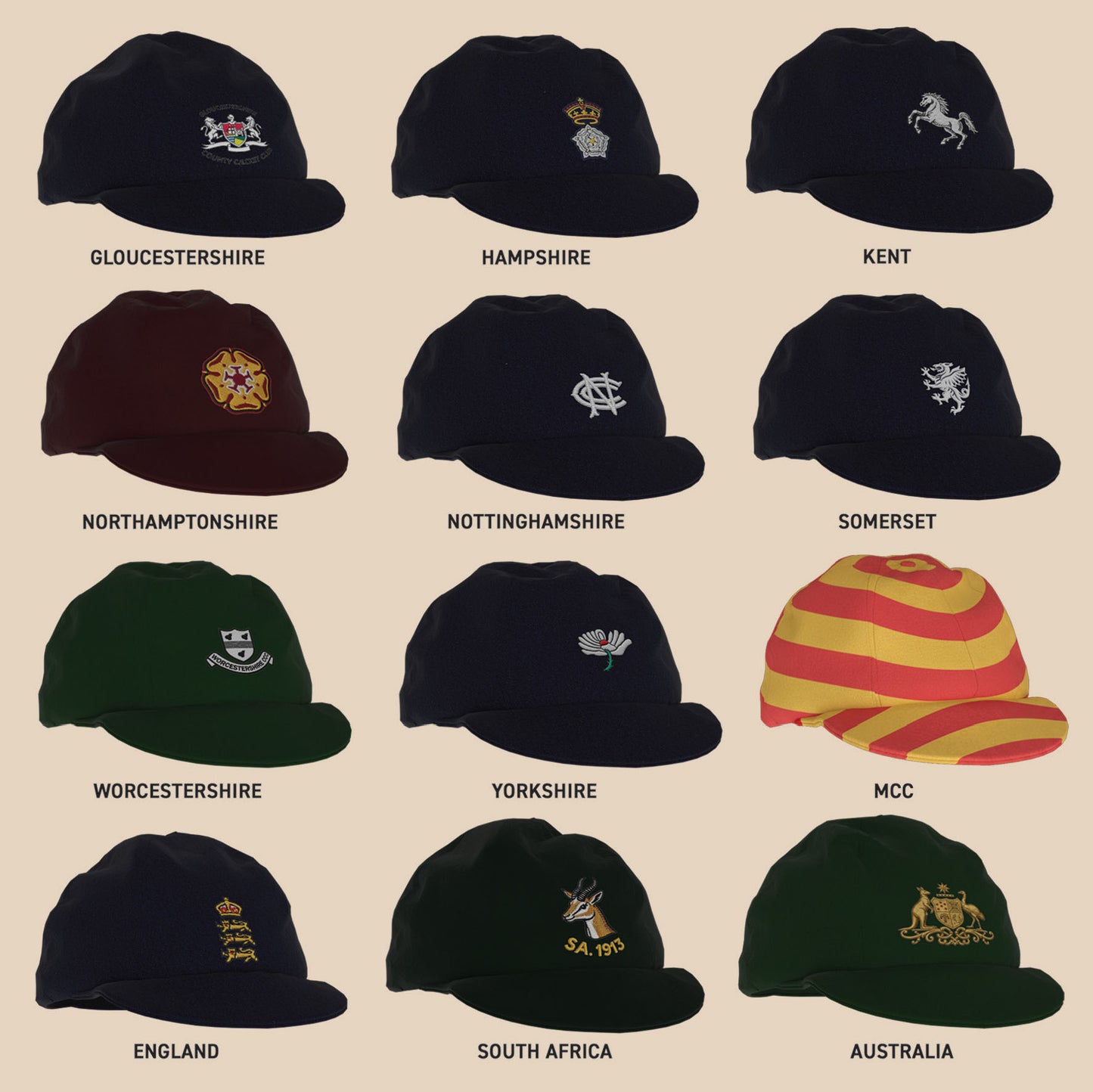 Vintage Cricket Caps Greetings Card