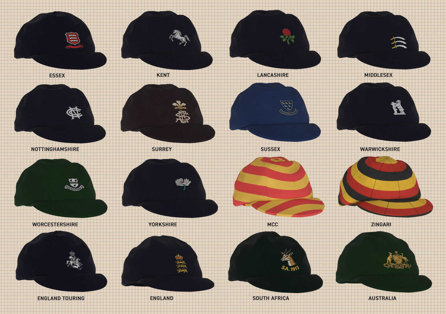 Vintage Cricket Caps 1000 Piece Jigsaw