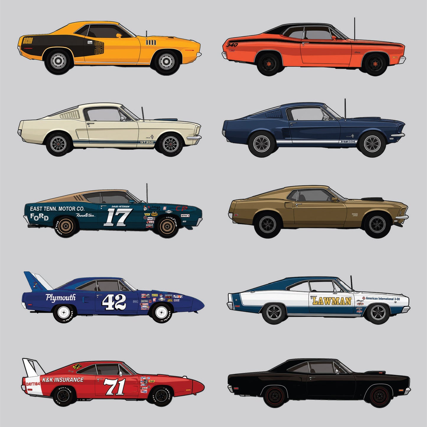 American Muscle Cars Greetings Card