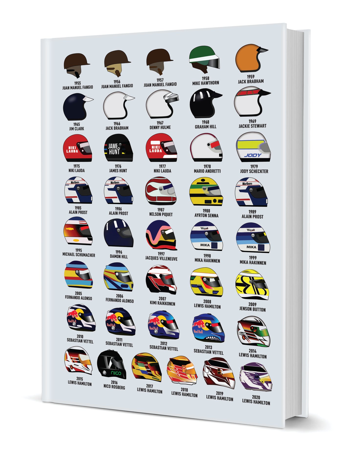 Grand Prix Driver Helmets Hardback Lined Notebook