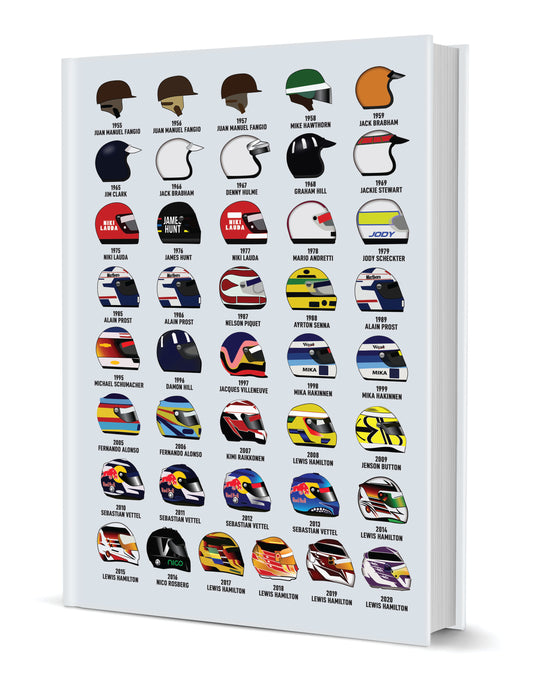 Grand Prix Driver Helmets Hardback Lined Notebook