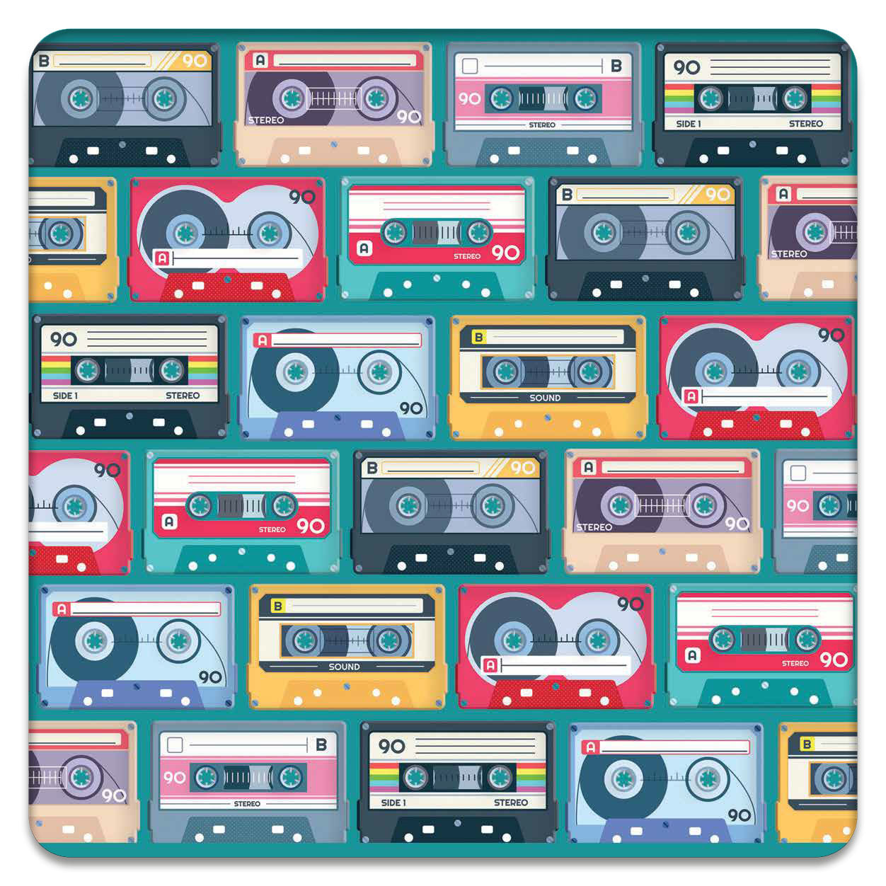 Cassette Tapes Bamboo Drinks Coaster