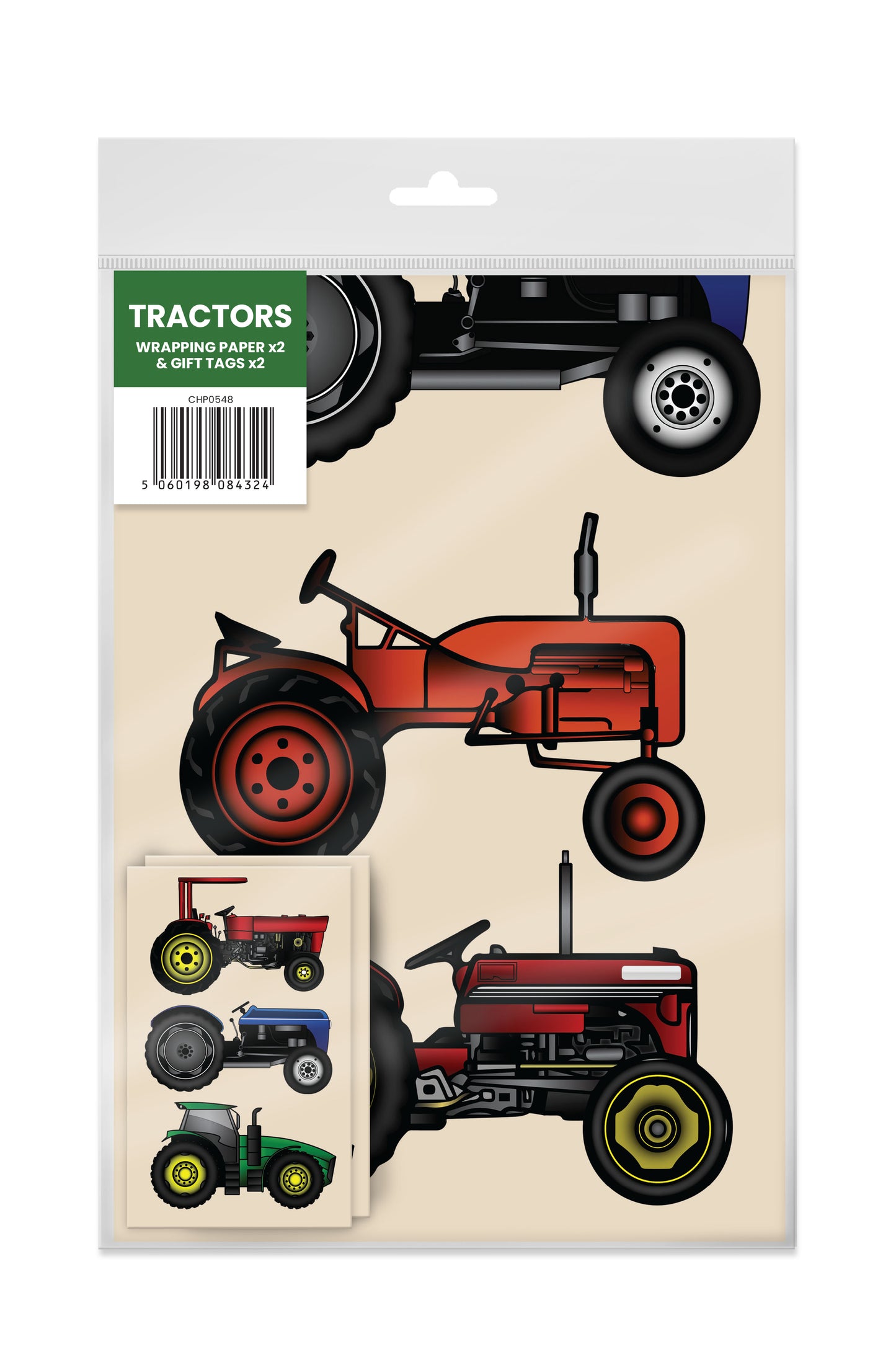 Tractor Gift Wrap + Gift Tag x2