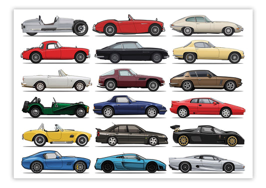 British Sports Car A3 Print