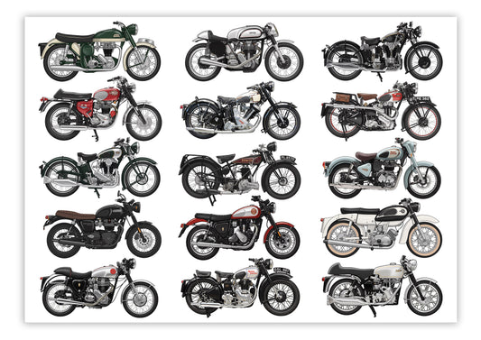 British Motorcycles A3 Print