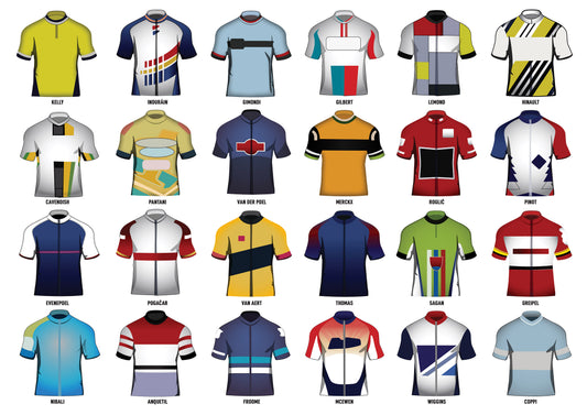 Vintage Cycling Jerseys A3 Print