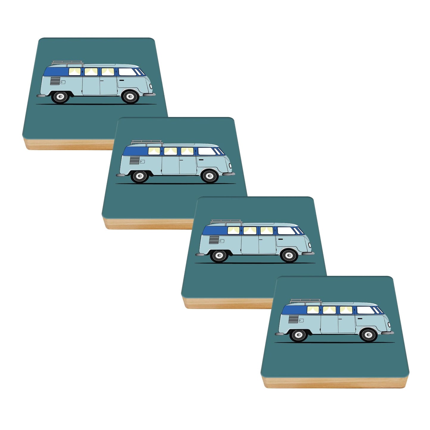Camper Van Bamboo Drinks Coasters Set of 4